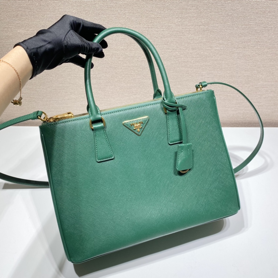 Prada Large Galleria Saffiano Leather Bag Tote Shoulder Bag Mango Green 1BA274